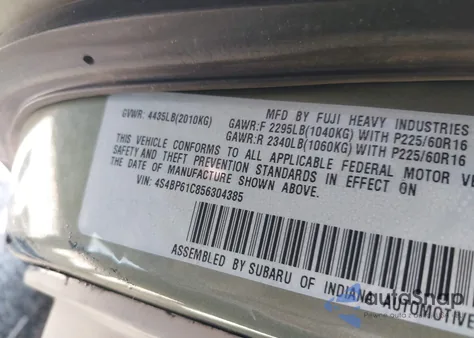 2005 Subaru Outback 2.5I z USA, uszkodzony, nr VIN 4S4BP61C856304385